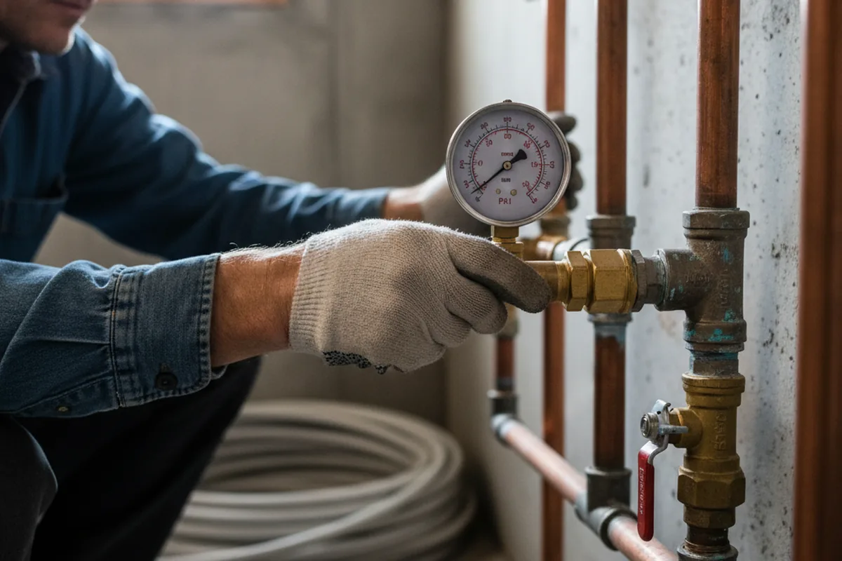 Pressure testing a repaired line during Water Line Repair in Amana