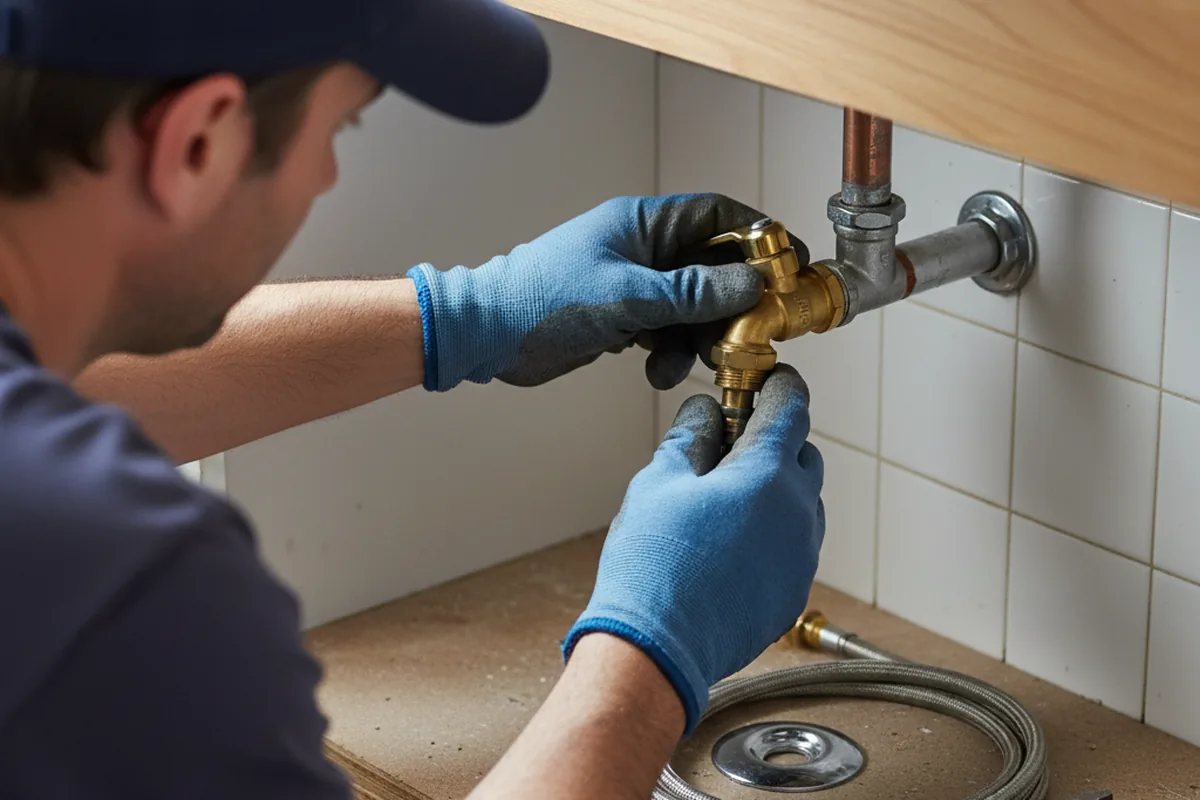 Shutoff valve and fitting work during Burst Pipe Repair in Amana